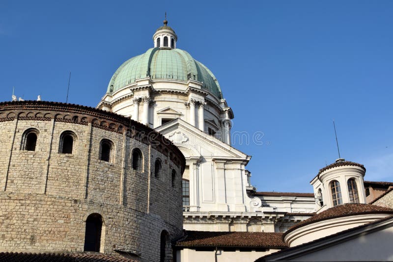 The Two Churches of Piazza Del Duomo in Brescia - Lombardy - Italy ...