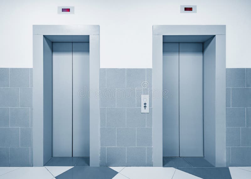 Two closed elevator doors. stock image. Image of elevator 124326885