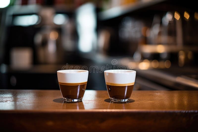Two Coffee Cups on a Cafe Counter Stock Image Image of routine