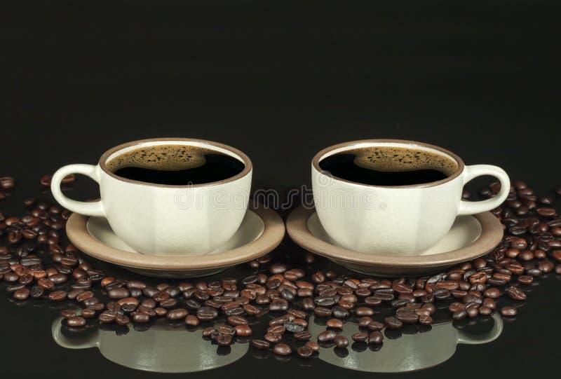 Two Coffee Cups Mirror Image royalty free stock photography