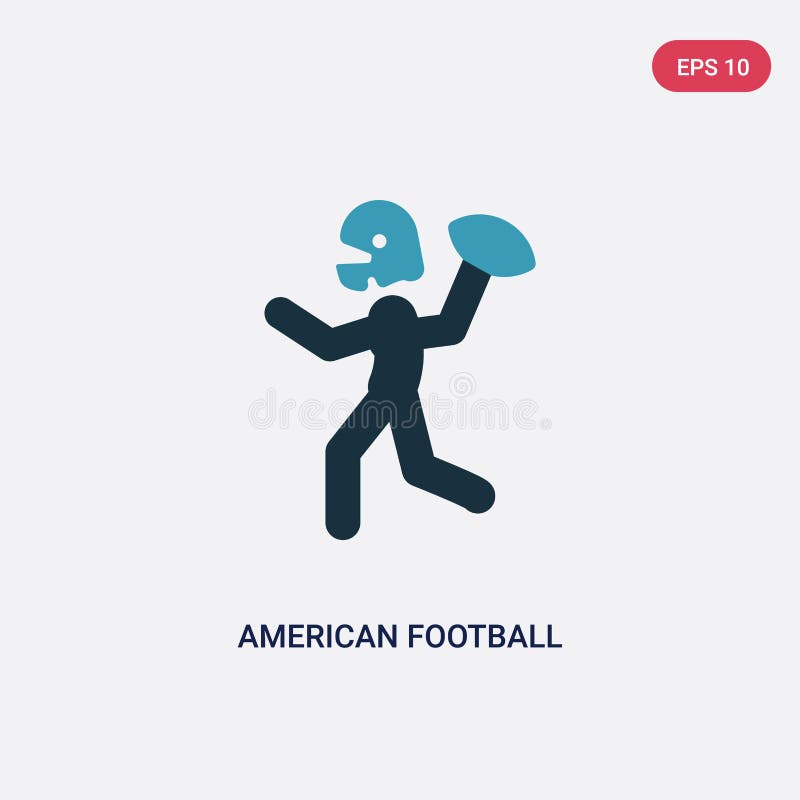 Two color american football player playing throwing the ball in his hand vector icon from sports concept. isolated blue american royalty free illustration