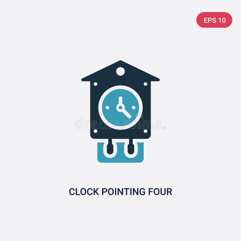 Two color clock pointing four o`clock vector icon from other concept. isolated blue clock pointing four o`clock vector sign symb stock illustration