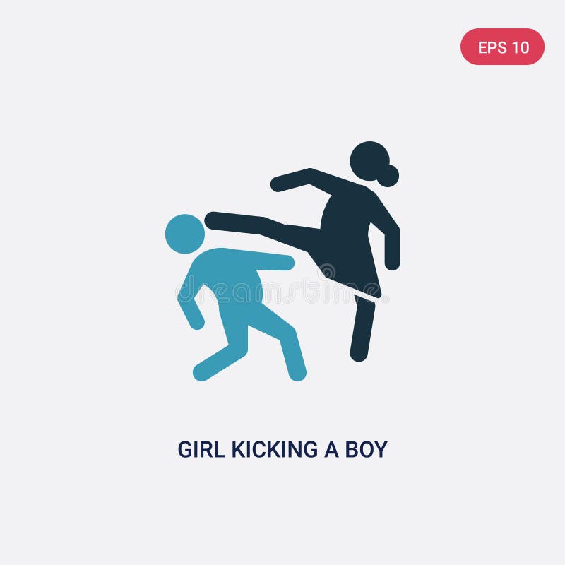 Two color girl kicking a boy in the face vector icon from sports concept. isolated blue girl kicking a boy in the face vector sign stock illustration Two color girl kicking a boy in the face vector icon from sports concept. isolated blue girl kicking a boy in the face vector sign stock illustration