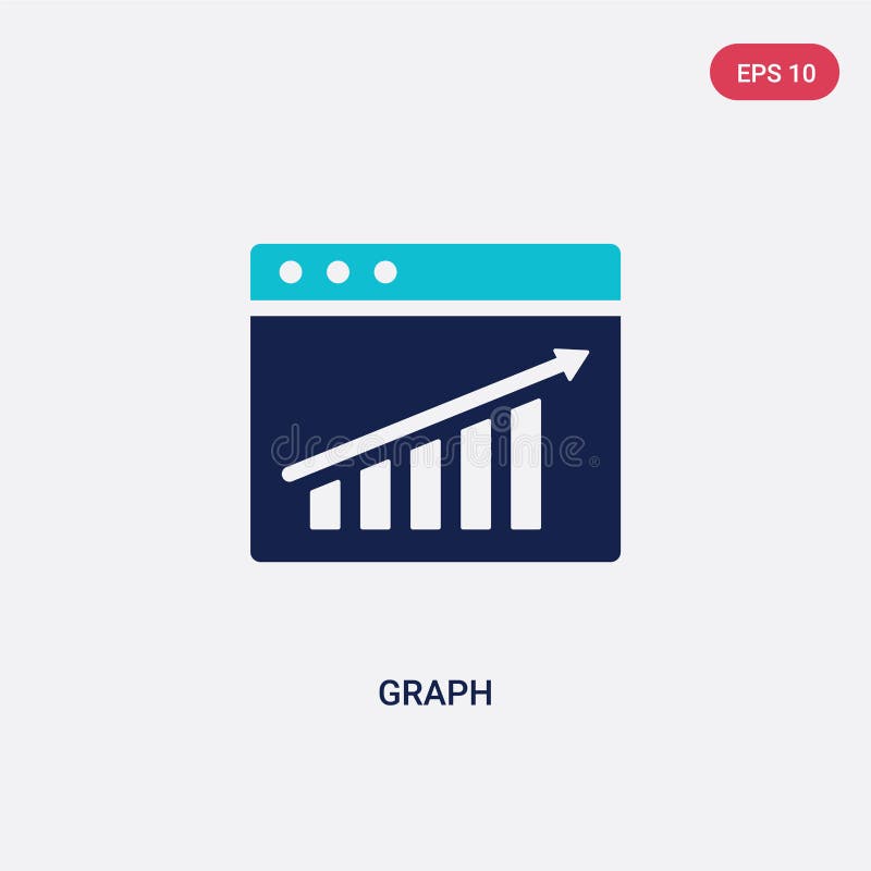 Two Color Graph Vector Icon From Business Concept Isolated Blue Graph