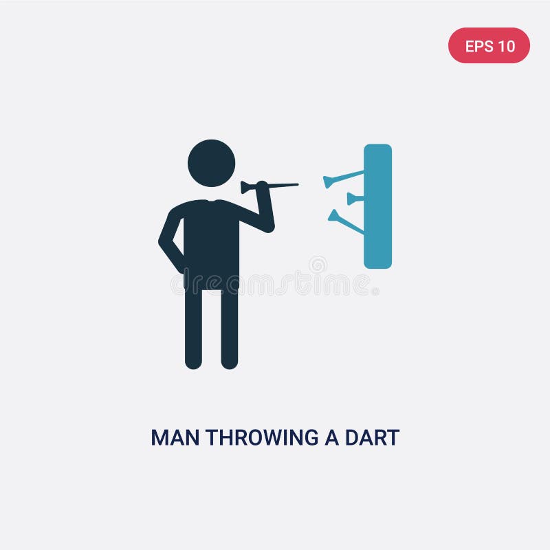 Two color man throwing a dart vector icon from people concept. isolated blue man throwing a dart vector sign symbol can be use for royalty free illustration
