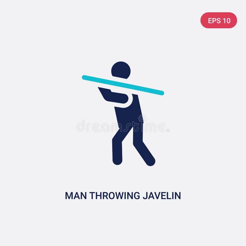 Two color man throwing javelin vector icon from behavior concept. isolated blue man throwing javelin vector sign symbol can be use stock illustration