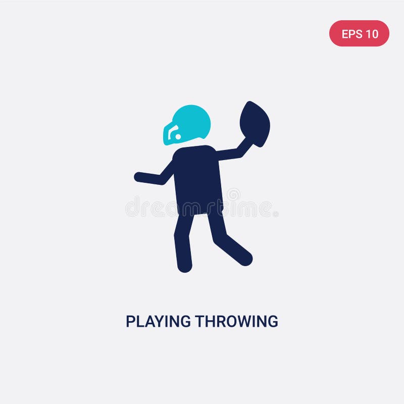 Two color playing throwing the ball in his hand vector icon from american football concept. isolated blue playing throwing the royalty free illustration