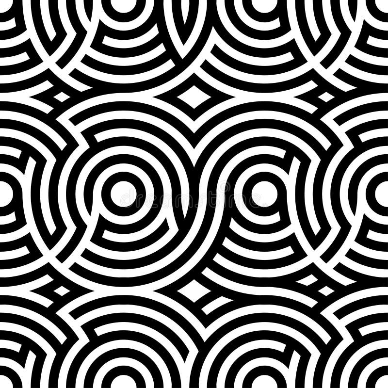 Twocolor Spiral Patterns. Seamless Pattern. Vector Background. Modern
