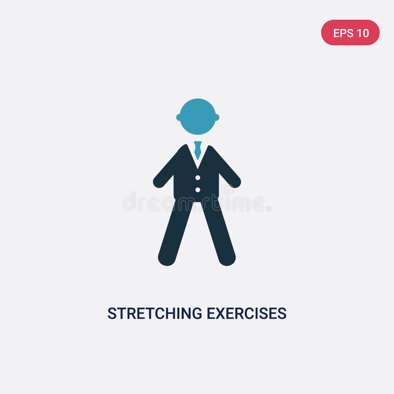 Two color stretching exercises vector icon from people concept. isolated blue stretching exercises vector sign symbol can be use stock illustration