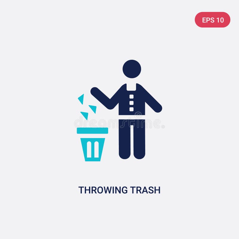 Two color throwing trash vector icon from behavior concept. isolated blue throwing trash vector sign symbol can be use for web, mobile and logo. eps 10