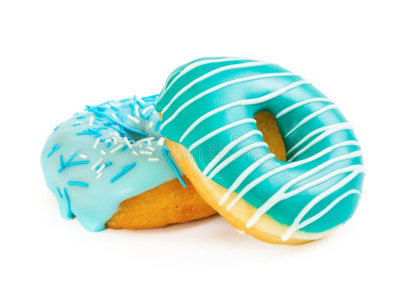 Two colorful donut stock image