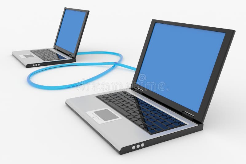 Two connected laptops