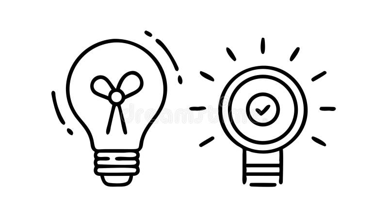 Two Connected Lightbulbs Icon for Shared Ideas Synergy, vector design Generative AI stock illustration