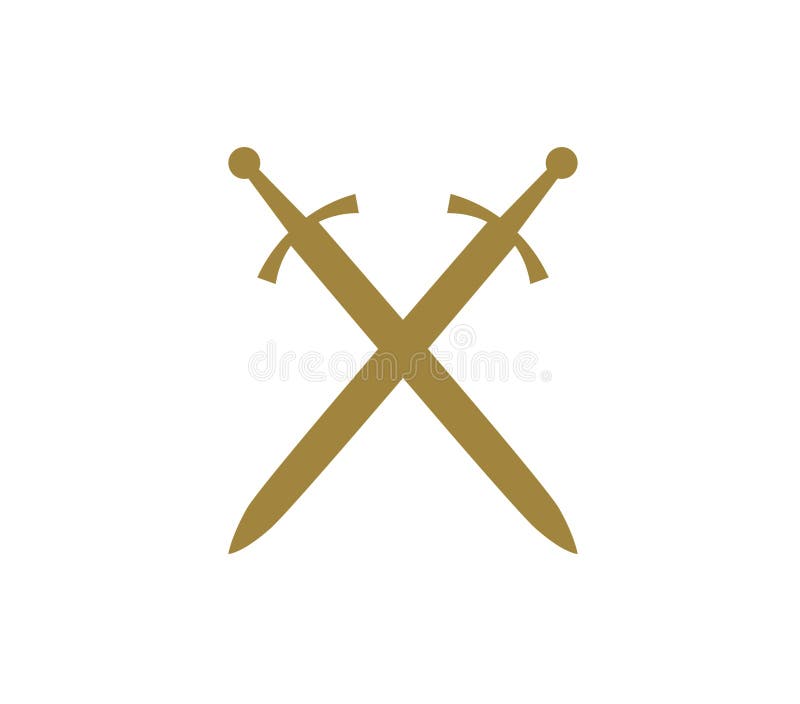 Two realistic crossed swords with golden handle Vector Image