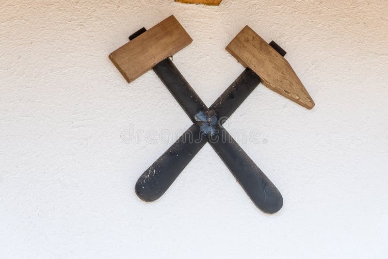 Two crossed hammers stock image. Image of iron, power 205114061