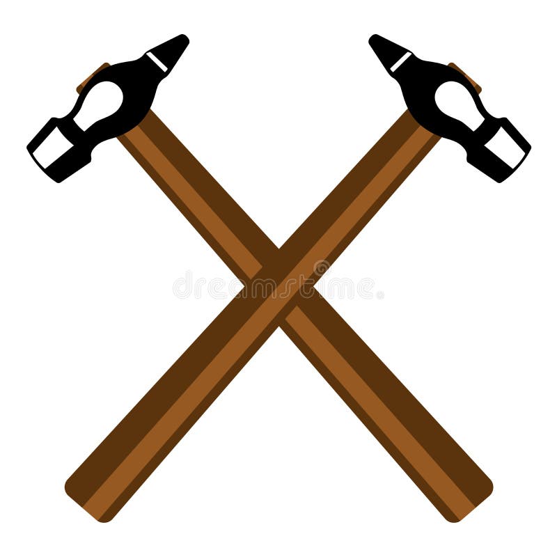 Two crossed hammers symbol stock vector. Illustration of object 36449080