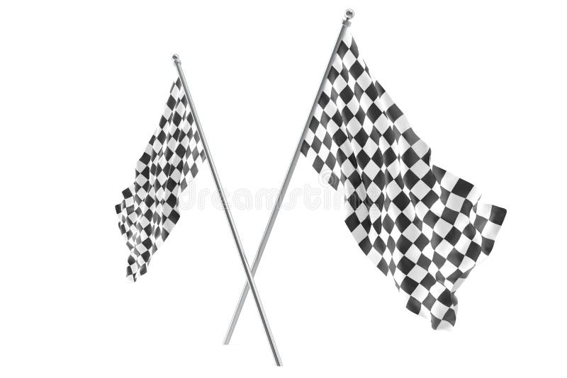 Two Crossed Race Checkered Flags, Finishing Checkered Flag, 3d