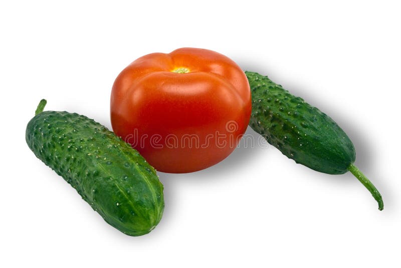 Two cucumbers and tomato