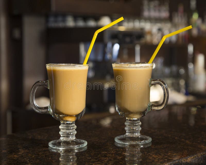 Two cups of coffee, bar stock image. Image of served 60208417