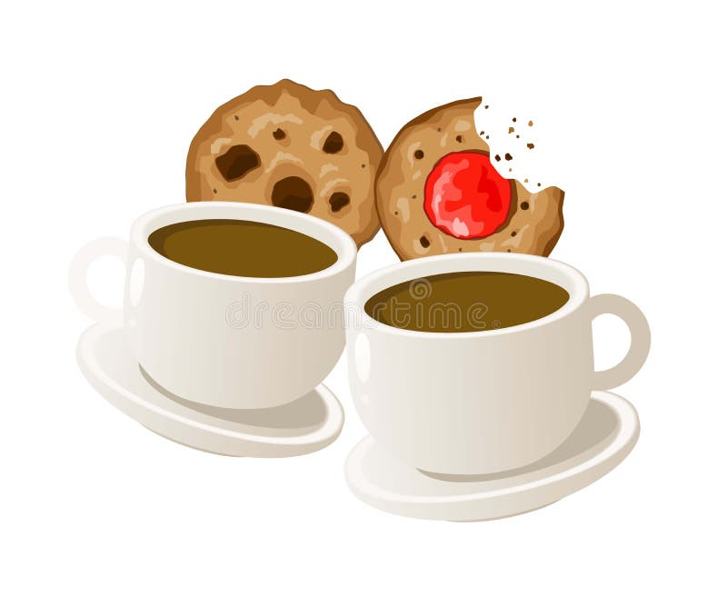 Cup of coffee with cookies stock vector. Illustration of cafe 13274628