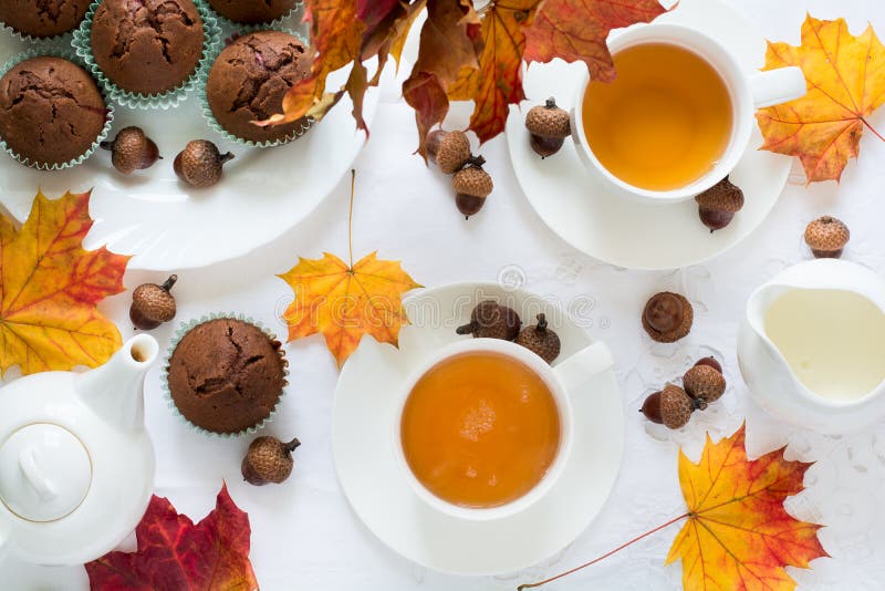 Two Cups of English Tea with Milk Stock Image Image of couple, cups 78617191