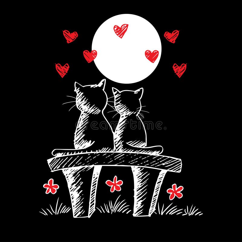 Two cute cats in love. stock vector. Illustration of holiday - 153384319 Two cute cats in love. stock vector. Illustration of holiday - 153384319