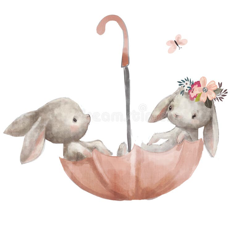 Download Cute Hares Couple With Children Stock Vector ...