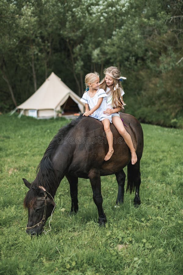 Two Beautiful Young Boho Sisters Looking Each Other Photos Free