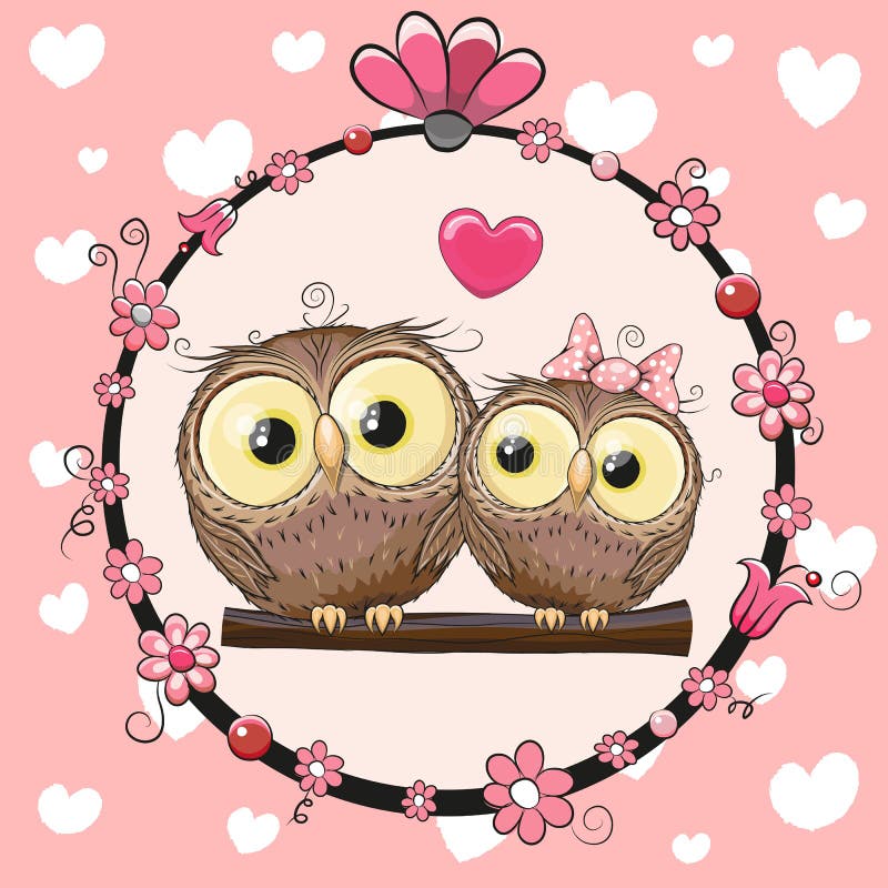 Two Cute Owls stock vector. Illustration of childhood 62393244