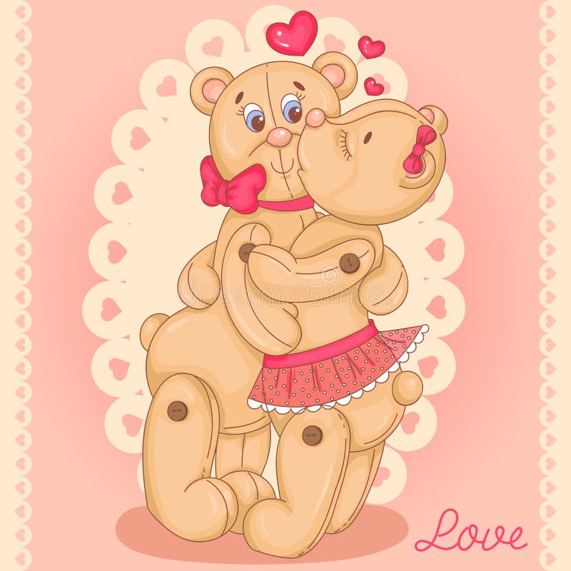 Two cute Teddy bears in love vector illustration Two cute Teddy bears in love vector illustration