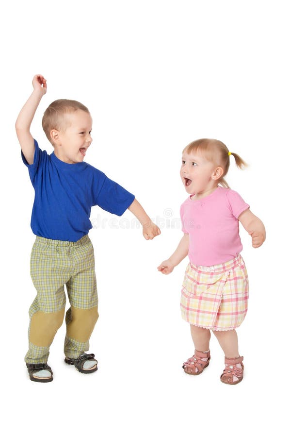 Two dancing child stock images
