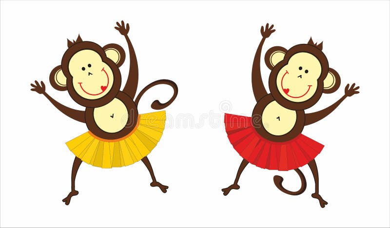 Two Dancing monkeys stock vector. Illustration of swirl - 58530655