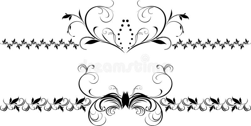 Two decorative floral borders for design