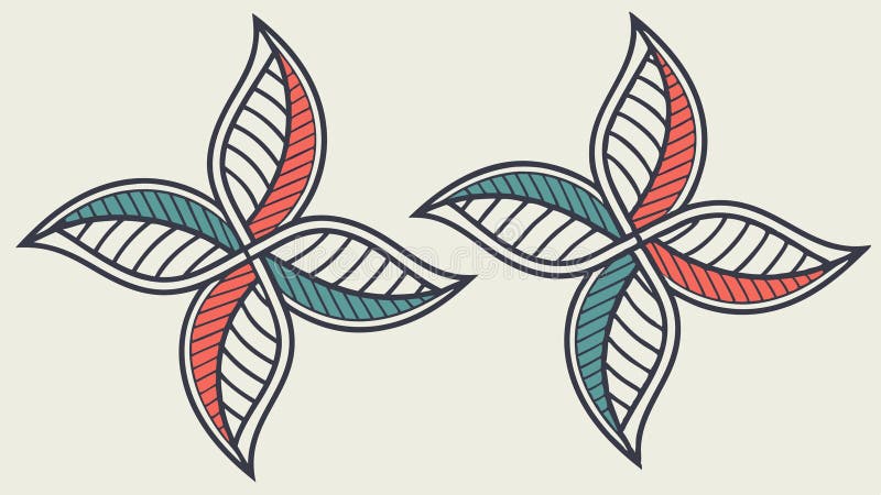Two decorative geometric butterflies stylized insect design intricate patterns nature art, vector design Generative AI royalty free illustration