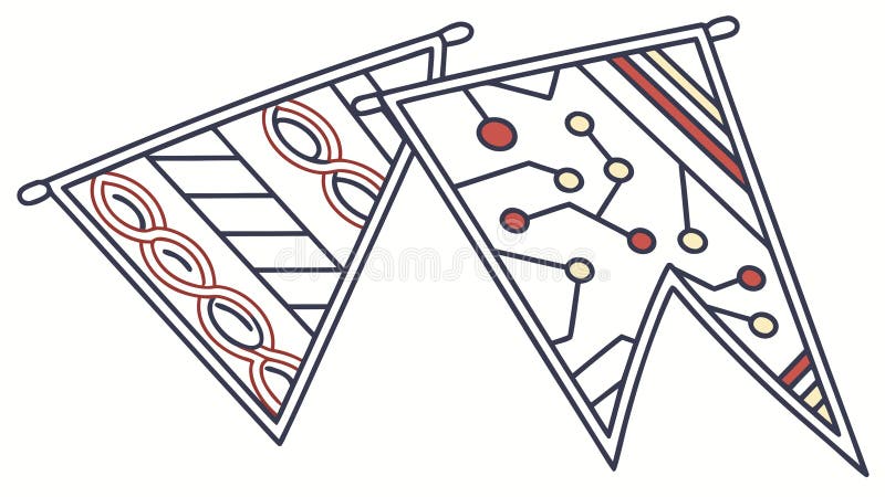 Two decorative pennant flags, festive geometric design, vector design Generative AI royalty free illustration