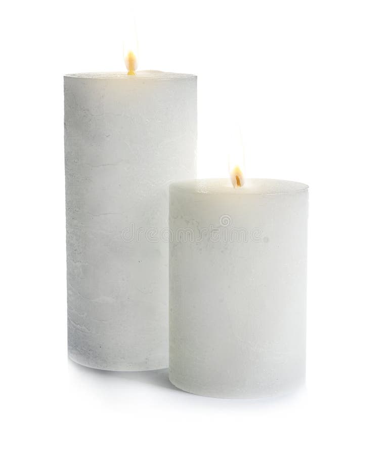 Two decorative wax candles stock photo. Image of romantic 122340024