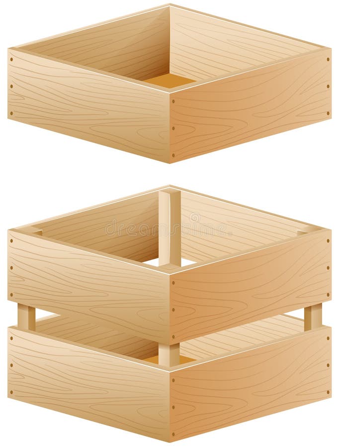 Wooden Box Designs with Different Texture of Wood Stock Vector Illustration of white