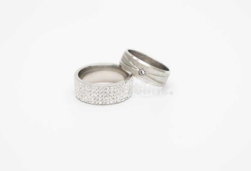Two Diamond Rings for Engagement or Wedding and the Birth of a Child Stock Photo Image of