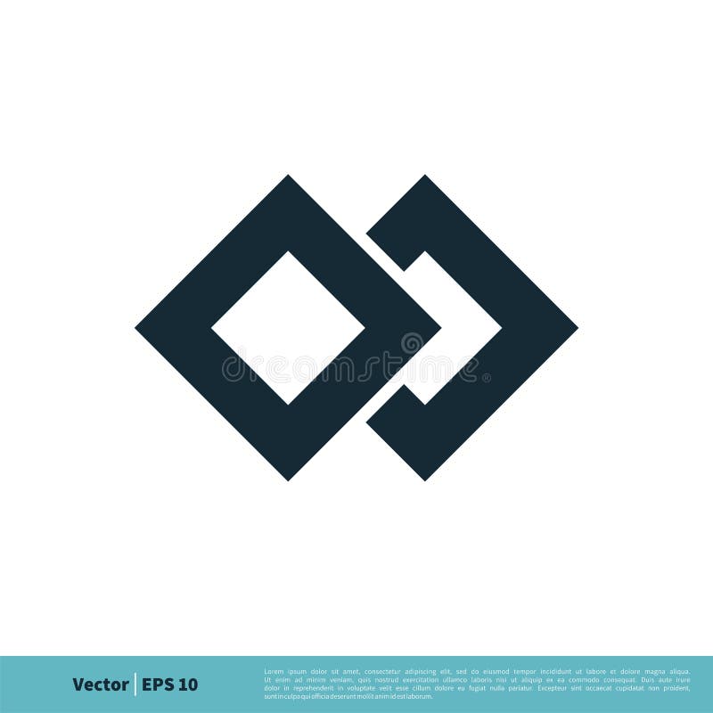 Two Diamonds Chain Connected Icon Vector Logo Template Illustration
