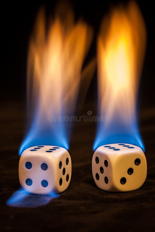 blue flaming dice