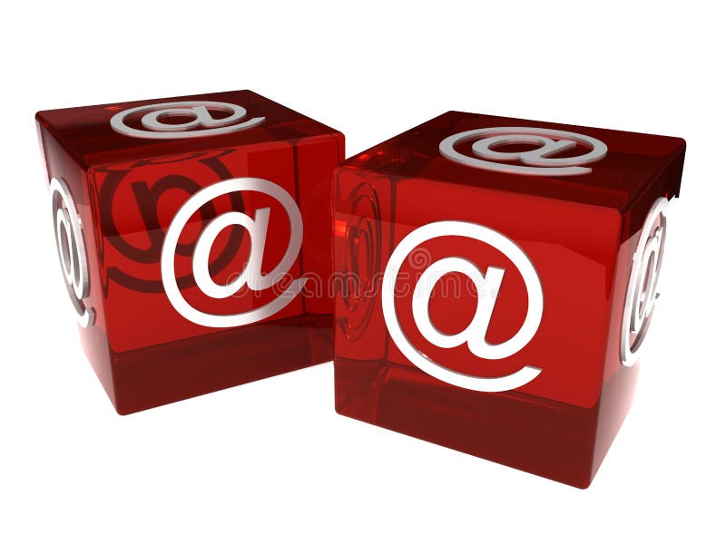 Two dices with e-mail sign over white