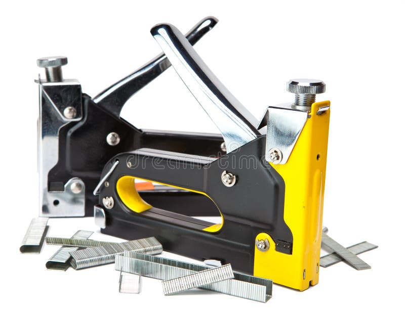 Two Different Metal Stapler for Repair Work on the House Stock Image