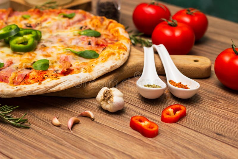Two Different Pizza with Ingredients Stock Photo Image of baked, meat