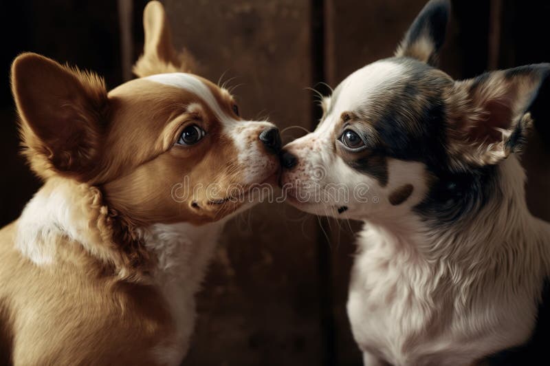 Two dogs kissing stock photo. Image of dogs, mammal 267235906