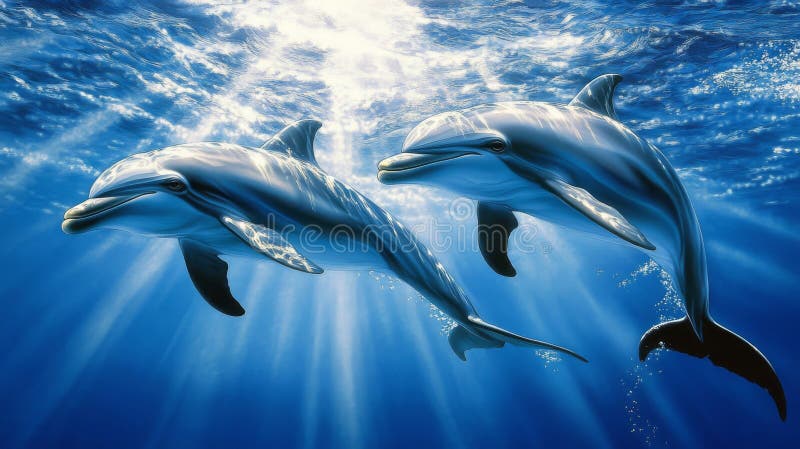 Two Pink Dolphins Swimming In A Colourful Underwater Scene With Coral - Foto 9