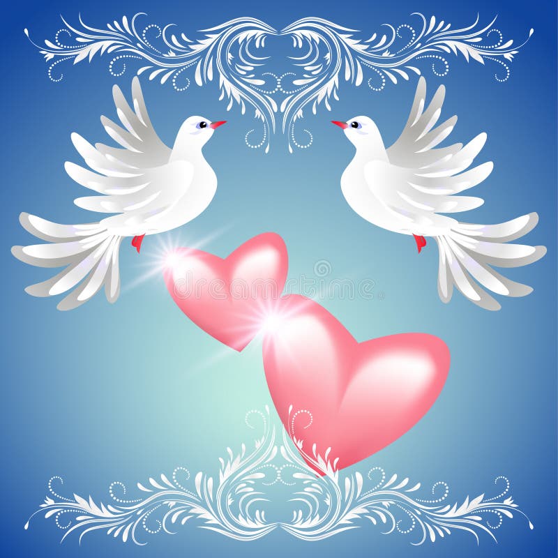 Two dove and hearts stock vector. Illustration of gentleness - 32250685