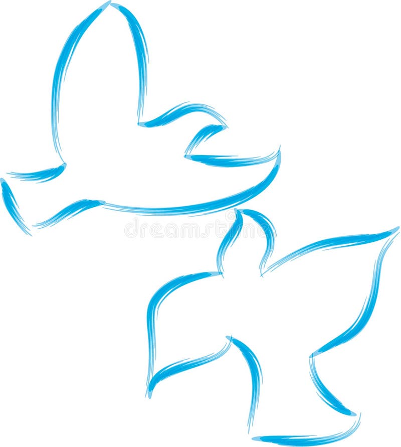 Two doves flying together