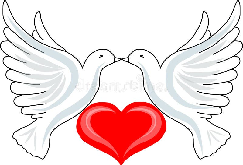 Two doves with heart