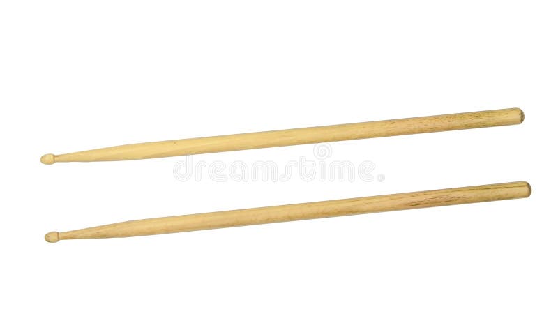 Two drumsticks over white with clipping path stock image