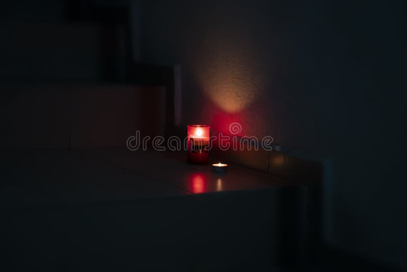 Easter candle lights on the stairs stock image Easter candle lights on the stairs stock image